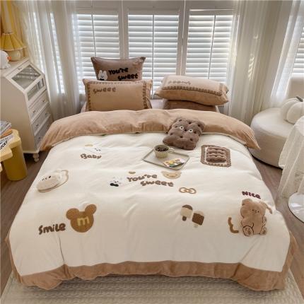 91家纺网 家纺一手货源 找家纺 （总）星野2022新款高克重全消光秋冬绒牛奶绒四件套