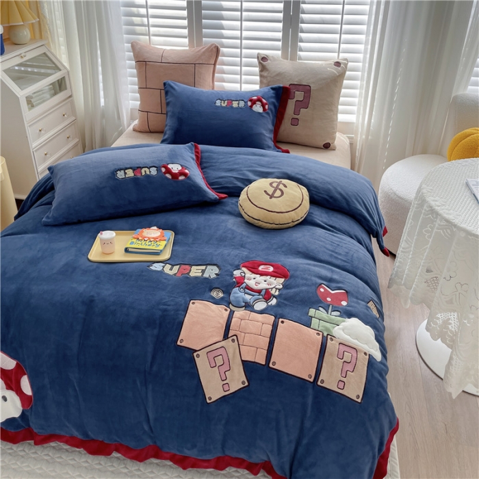 91家纺网 家纺一手货源 找家纺 （总）星野2022新款高克重全消光秋冬绒牛奶绒四件套