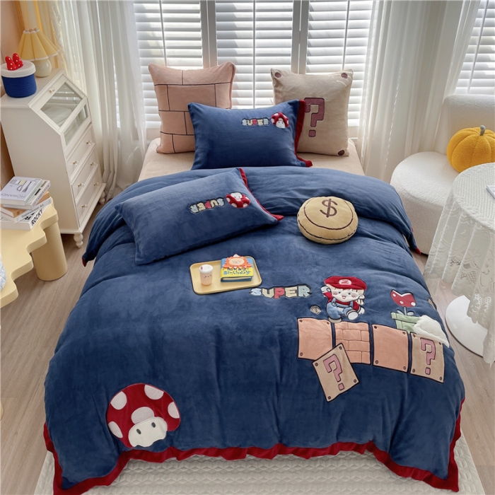 91家纺网 家纺一手货源 找家纺 （总）星野2022新款高克重全消光秋冬绒牛奶绒四件套