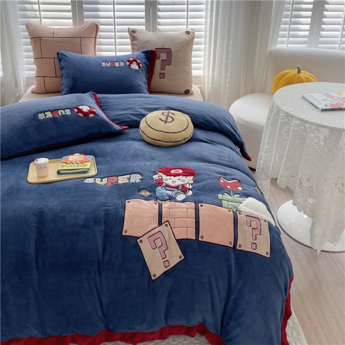 91家纺网 家纺一手货源 找家纺 （总）星野2022新款高克重全消光秋冬绒牛奶绒四件套