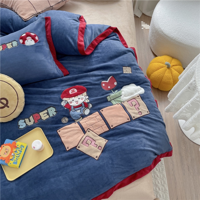 91家纺网 家纺一手货源 找家纺 （总）星野2022新款高克重全消光秋冬绒牛奶绒四件套