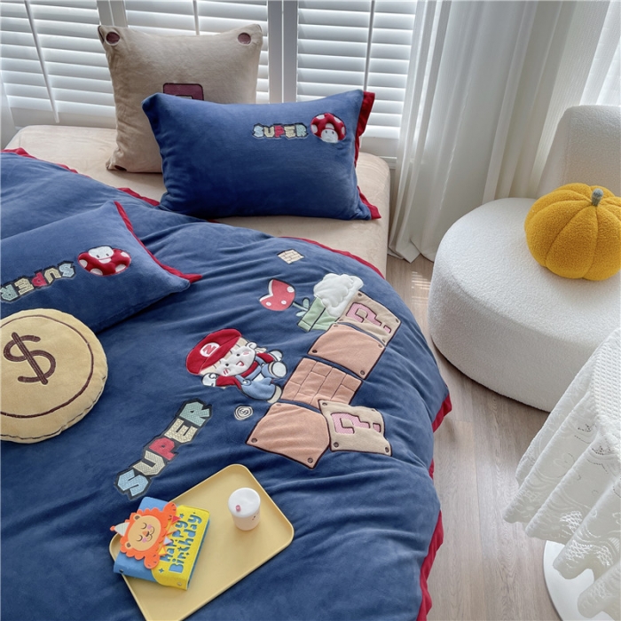 91家纺网 家纺一手货源 找家纺 （总）星野2022新款高克重全消光秋冬绒牛奶绒四件套