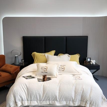 总）馨蕊家居 2022新款秋冬刺绣轻奢煦暖绒四件套莫奈场景一