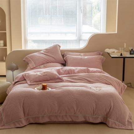 总）馨蕊家居 2022新款秋冬刺绣轻奢煦暖绒四件套莫奈场景二