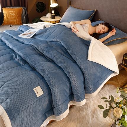 91家纺网 家纺一手货源 找家纺 总莱登卡奴 2022新款华芙绒北极绒三层夹棉绗绣加厚毛毯盖毯