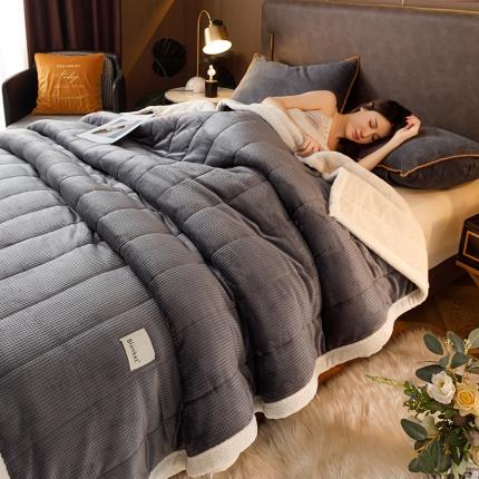 91家纺网 家纺一手货源 找家纺 总莱登卡奴 2022新款华芙绒北极绒三层夹棉绗绣加厚毛毯盖毯