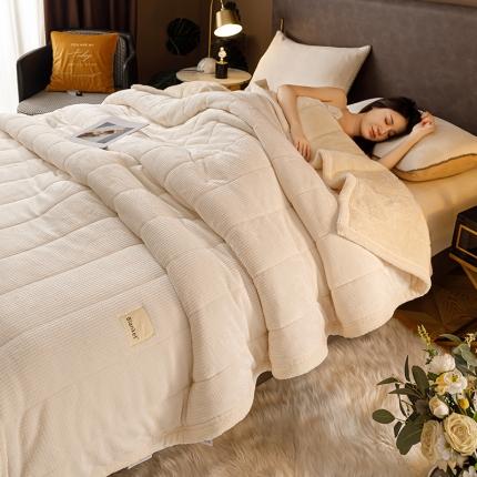 91家纺网 家纺一手货源 找家纺 总莱登卡奴 2022新款华芙绒北极绒三层夹棉绗绣加厚毛毯盖毯