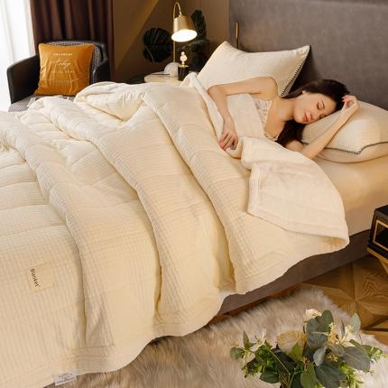 91家纺网 家纺一手货源 找家纺 总莱登卡奴 2022新款华芙绒北极绒三层夹棉绗绣加厚毛毯盖毯