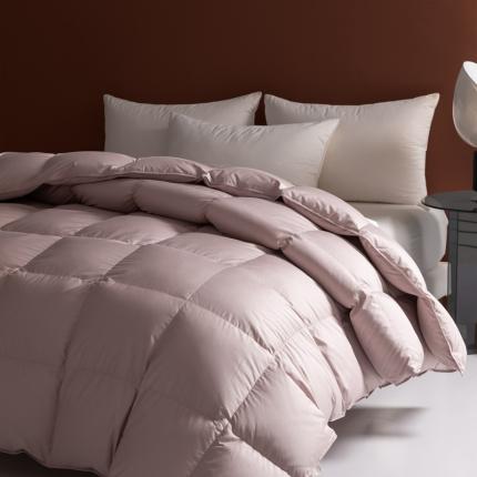 91家纺网 家纺一手货源 找家纺 朵美 2022新款纯色白鹅绒被基本款 豆沙