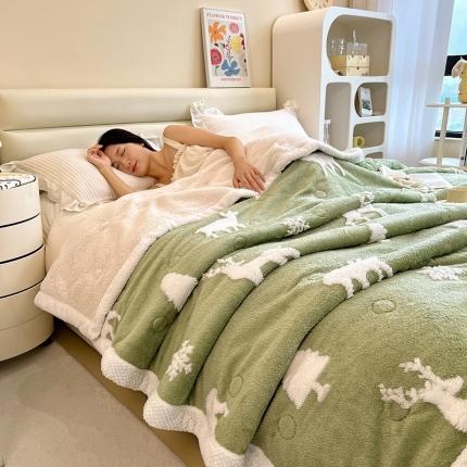 91家纺网 家纺一手货源 找家纺 总慕木家纺2025新款保暖A类阳离子提花牛奶绒三层夹棉复合毯