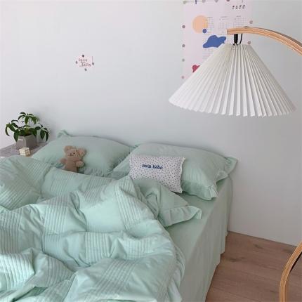 91家纺网 家纺一手货源 找家纺 六巷胡同 2022新款韩国博主同款婴儿绒四件套 原野绿