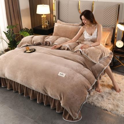 91家纺网 家纺一手货源 找家纺 （总）栩裕 2023新款纯色双拼加厚牛奶绒四件套