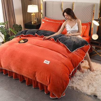 91家纺网 家纺一手货源 找家纺 （总）栩裕 2023新款纯色双拼加厚牛奶绒四件套