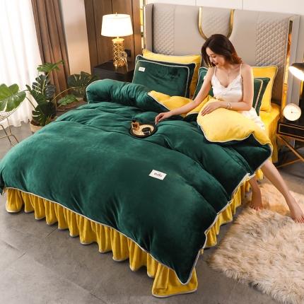 91家纺网 家纺一手货源 找家纺 （总）栩裕 2023新款纯色双拼加厚牛奶绒四件套