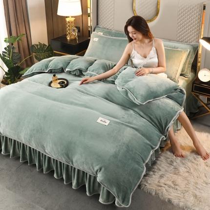 91家纺网 家纺一手货源 找家纺 （总）栩裕 2023新款纯色双拼加厚牛奶绒四件套