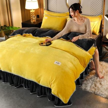 91家纺网 家纺一手货源 找家纺 （总）栩裕 2023新款纯色双拼加厚牛奶绒四件套