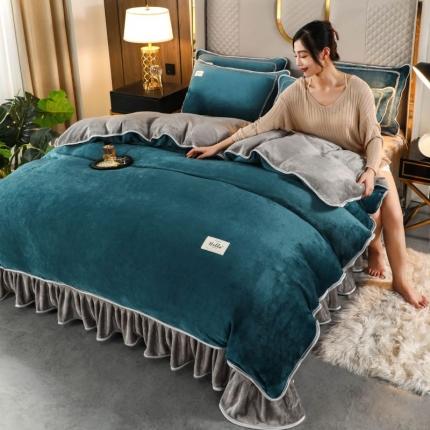 91家纺网 家纺一手货源 找家纺 （总）栩裕 2023新款纯色双拼加厚牛奶绒四件套