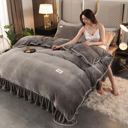 91家纺网 家纺一手货源 找家纺 （总）栩裕 2023新款纯色双拼加厚牛奶绒四件套