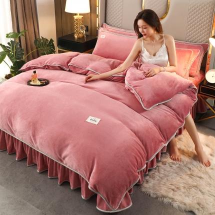 91家纺网 家纺一手货源 找家纺 （总）栩裕 2023新款纯色双拼加厚牛奶绒四件套