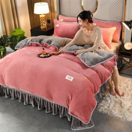 91家纺网 家纺一手货源 找家纺 （总）栩裕 2023新款纯色双拼加厚牛奶绒四件套