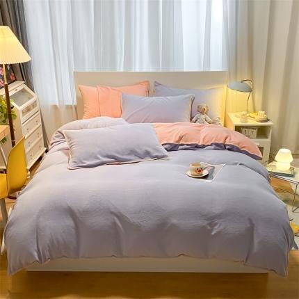 91家纺网 家纺一手货源 找家纺 （总）眠帛家居 2022新款水洗棉贝壳绣边四件套