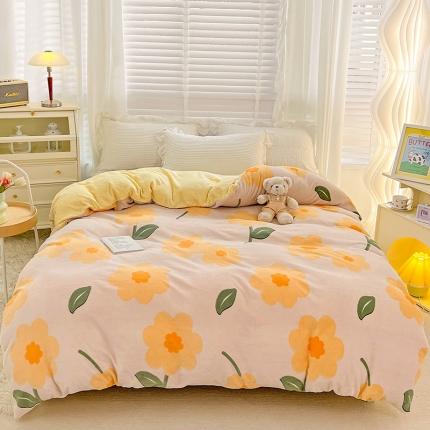 91家纺网 家纺一手货源 找家纺 慕尚 2022新款牛奶绒保暖单被套 小黄花