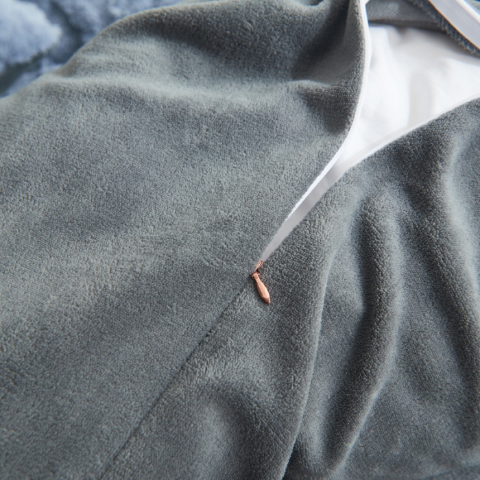 91家纺网 家纺一手货源 找家纺 吾秀家居 2022新款舒棉绒提花四件套 舒棉绒蓝灰