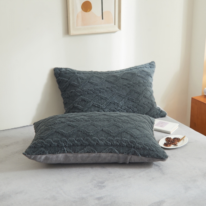 91家纺网 家纺一手货源 找家纺 吾秀家居 2022新款舒棉绒提花四件套 舒棉绒深灰