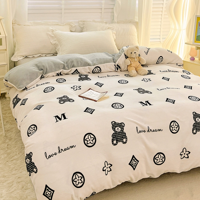 91家纺网 家纺一手货源 找家纺 慕尚 2022新款牛奶绒保暖单被套 潮熊