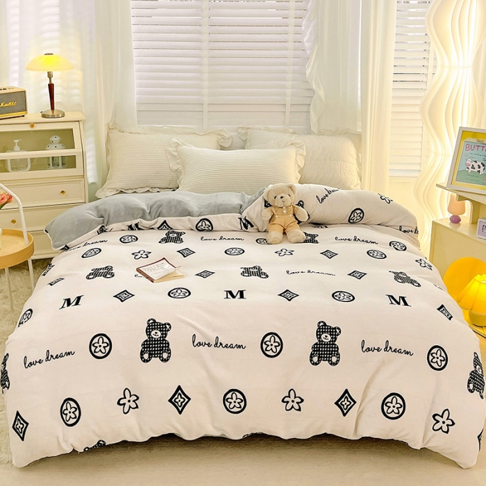 91家纺网 家纺一手货源 找家纺 慕尚 2022新款牛奶绒保暖单被套 潮熊