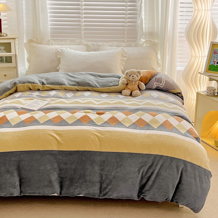 91家纺网 家纺一手货源 找家纺 慕尚 2022新款牛奶绒保暖单被套 古雅