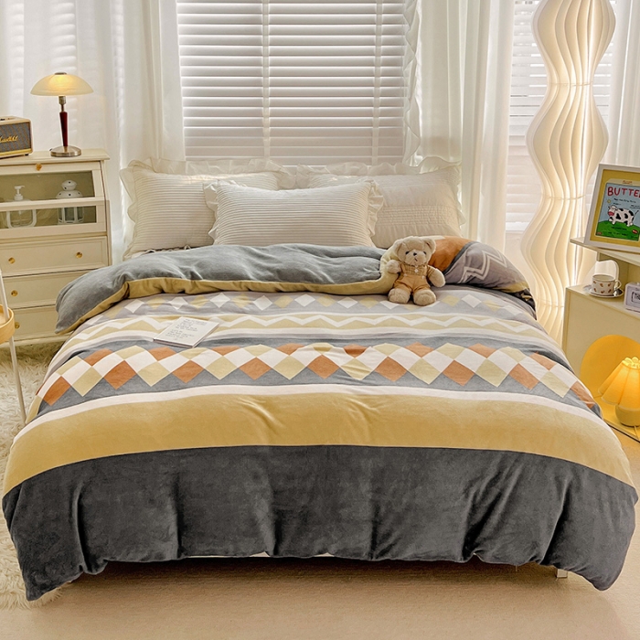 91家纺网 家纺一手货源 找家纺 慕尚 2022新款牛奶绒保暖单被套 古雅