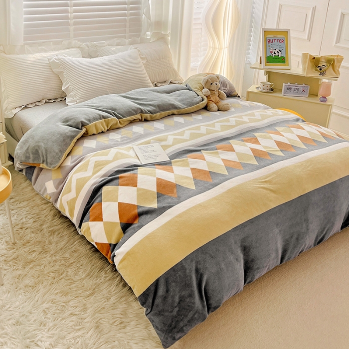 91家纺网 家纺一手货源 找家纺 慕尚 2022新款牛奶绒保暖单被套 古雅