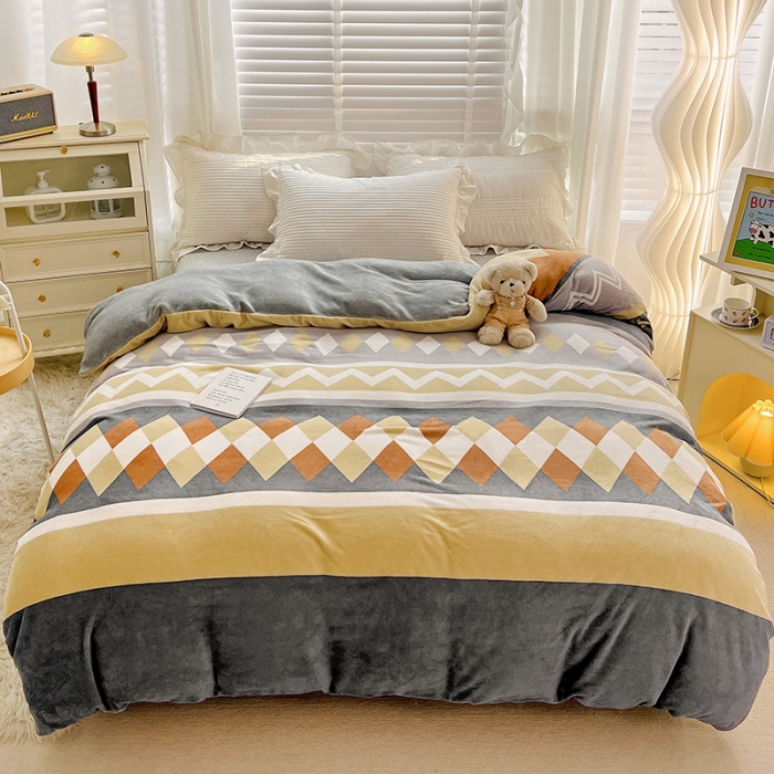 91家纺网 家纺一手货源 找家纺 慕尚 2022新款牛奶绒保暖单被套 古雅