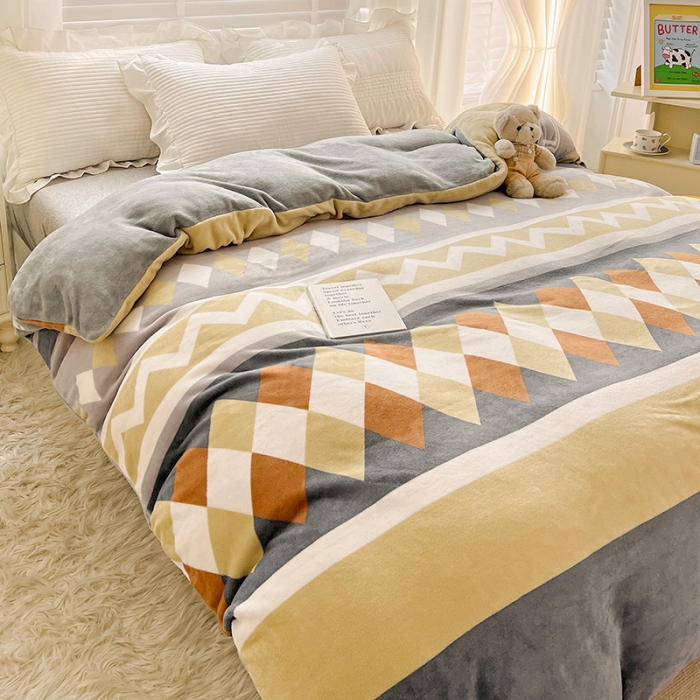 91家纺网 家纺一手货源 找家纺 慕尚 2022新款牛奶绒保暖单被套 古雅