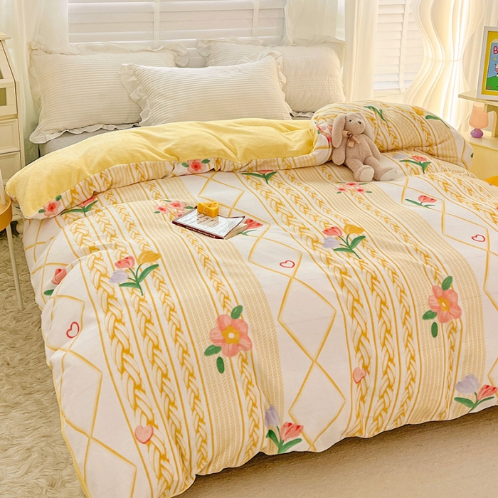 91家纺网 家纺一手货源 找家纺 慕尚 2022新款牛奶绒保暖单被套 静谧