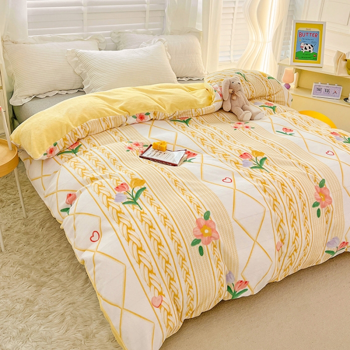 91家纺网 家纺一手货源 找家纺 慕尚 2022新款牛奶绒保暖单被套 静谧