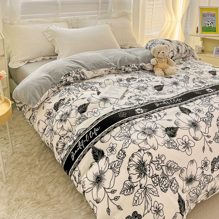 91家纺网 家纺一手货源 找家纺 慕尚 2022新款牛奶绒保暖单被套 丽莎