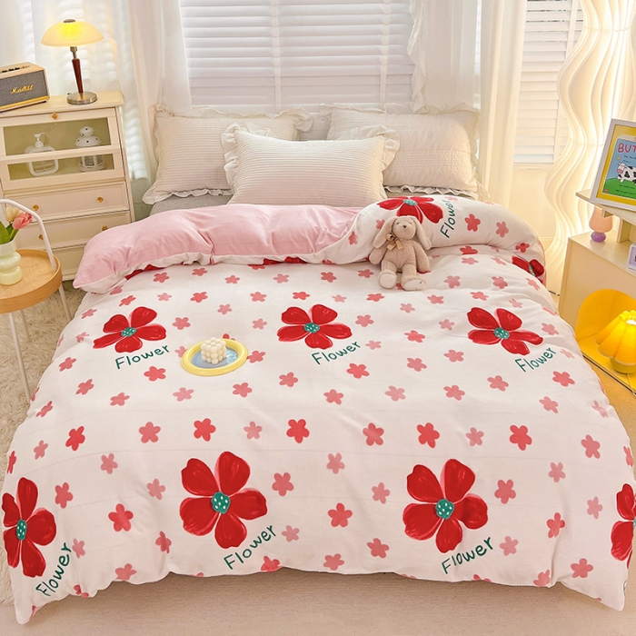 91家纺网 家纺一手货源 找家纺 慕尚 2022新款牛奶绒保暖单被套 牵牛花