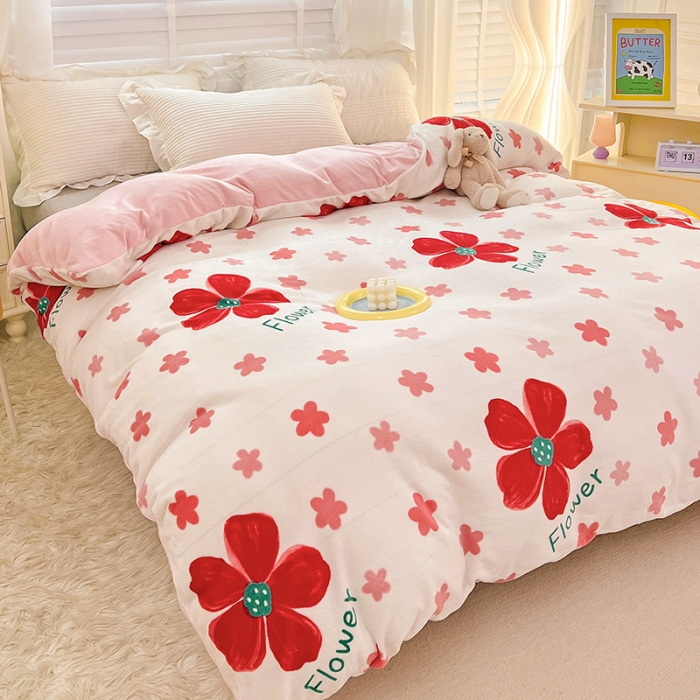 91家纺网 家纺一手货源 找家纺 慕尚 2022新款牛奶绒保暖单被套 牵牛花