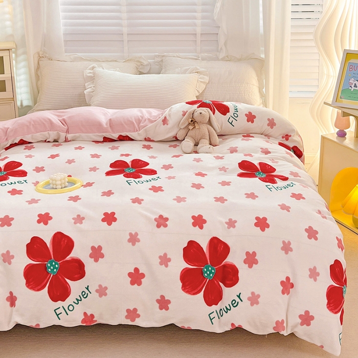 91家纺网 家纺一手货源 找家纺 慕尚 2022新款牛奶绒保暖单被套 牵牛花