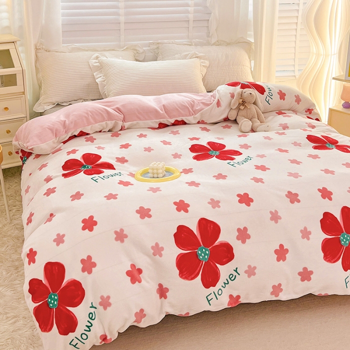 91家纺网 家纺一手货源 找家纺 慕尚 2022新款牛奶绒保暖单被套 牵牛花