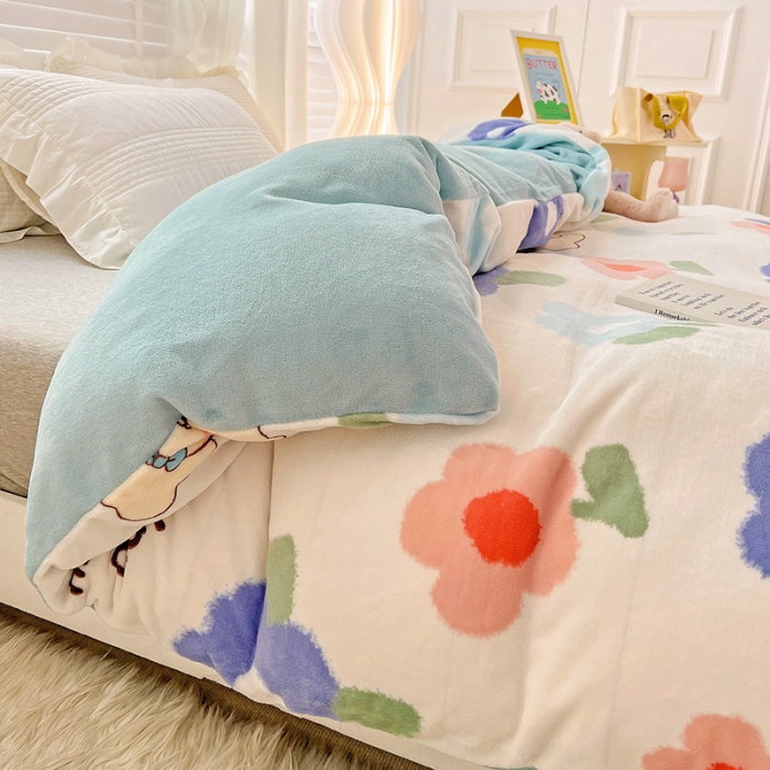 91家纺网 家纺一手货源 找家纺 慕尚 2022新款牛奶绒保暖单被套 小太熊