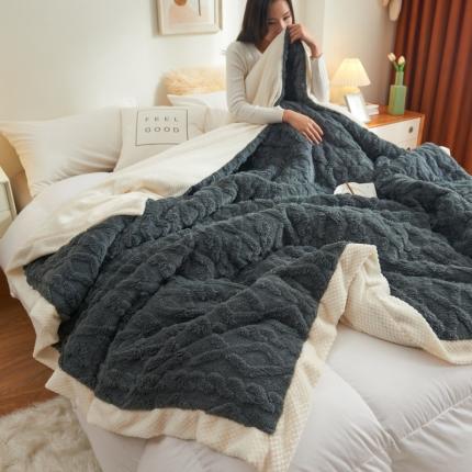 吾秀家居 2022新款贝贝绒双层舒棉毯 舒棉毯深灰