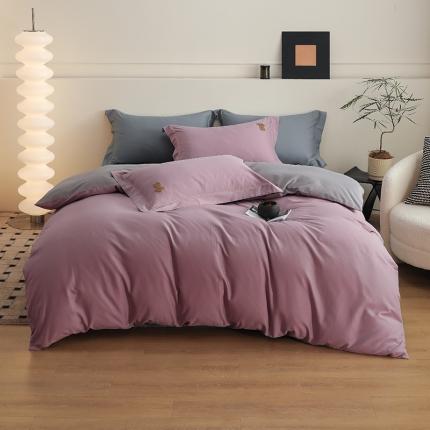 91家纺网 家纺一手货源 找家纺 （总）沐白家纺 2022精梳火山全棉小磨毛纯色系列四件套