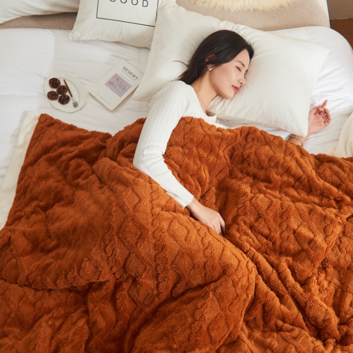 91家纺网 家纺一手货源 找家纺 吾秀家居 2022新款贝贝绒双层舒棉毯 舒棉毯唐茶