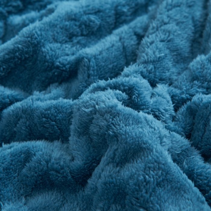 91家纺网 家纺一手货源 找家纺 吾秀家居 2022新款贝贝绒双层舒棉毯 舒棉毯中蓝