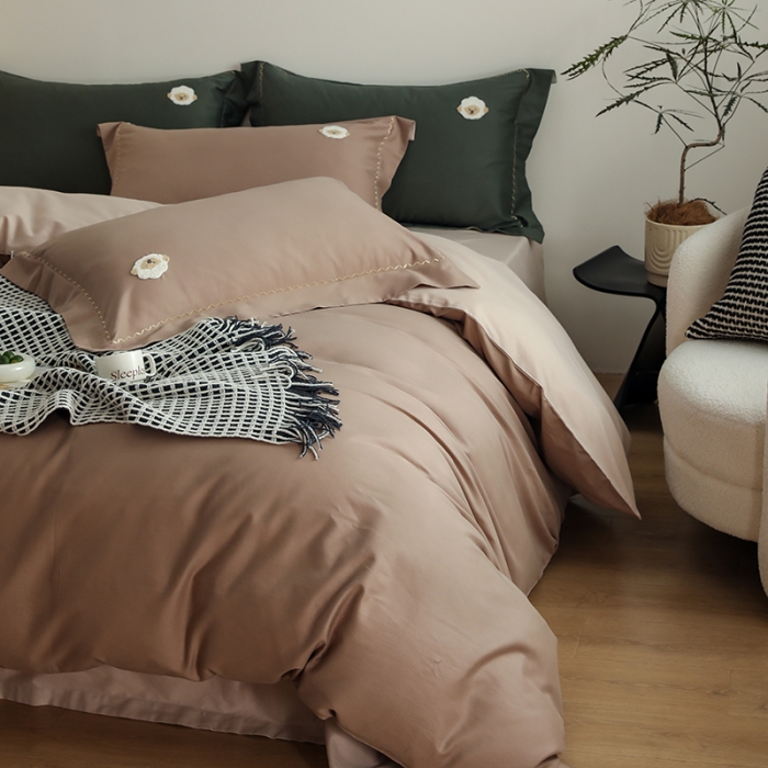 91家纺网 家纺一手货源 找家纺 （总）沐白家纺 2022精梳火山全棉小磨毛纯色系列四件套