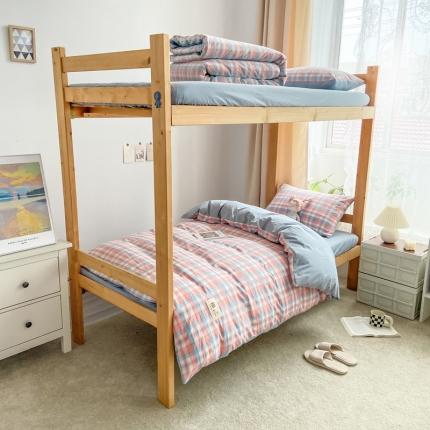 91家纺网 家纺一手货源 找家纺 恋人优选2023新款纯棉水洗双拼被套四件套大学生宿舍床上三件套