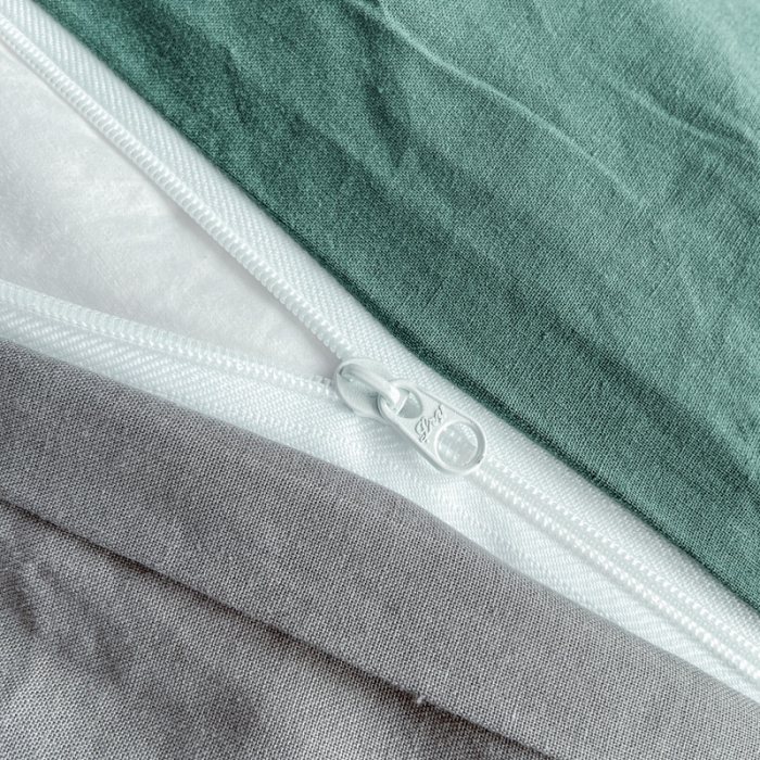 91家纺网 家纺一手货源 找家纺 恋人优选2023新款纯棉水洗双拼被套四件套AB版 草绿(浅灰)